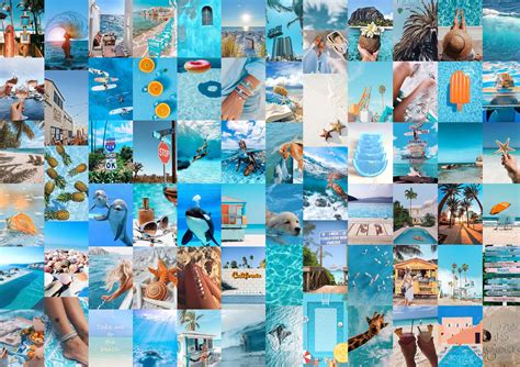 Blue Collage Kit Wall Collage Kit Beach Photo Collage Digital Etsy