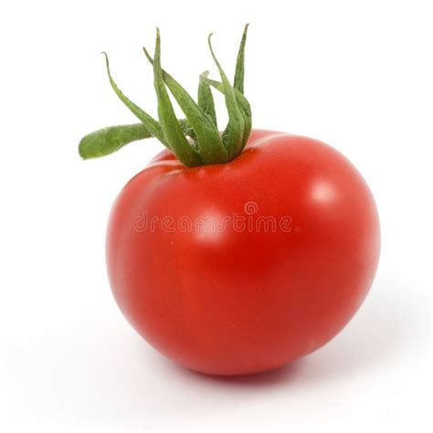 Tomato Single Tomato With Green Loaves Isolated On White Sponsored