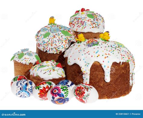 Russian Easter Cake And Colourful Easter Eggs Stock Image Image Of Icing Celebration 22813661
