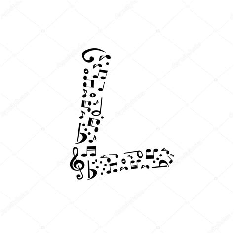 Abstract Vector Alphabet L Made From Music Notes Alphabet Se Stock