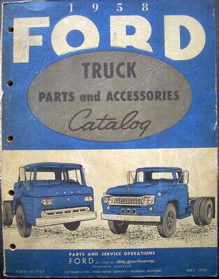 1958 58 Ford Truck Parts Catalog Manual F 100 250 350 Pickup HD Tilt Cab | eBay