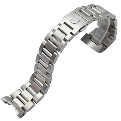 22mm Stainless Steel Watchband Bracelet Silver Black Mens Luxury