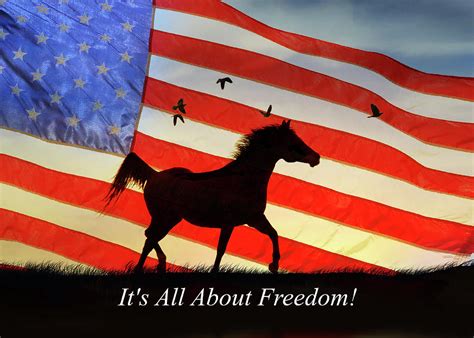Patriotic Horse And Large American Flag Freedom Photograph By Stephanie