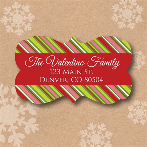 Christmas Return Address Labels Bright Stripes Personalized Address