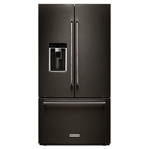 Kitchenaid 36 In W 238 Cu Ft French Door Refrigerator In Black