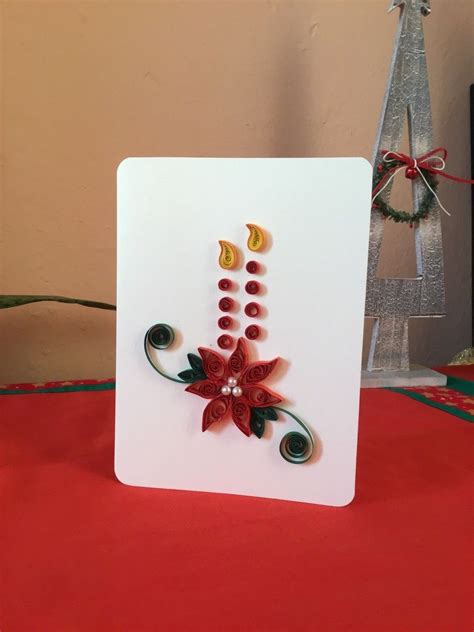 Quilled Poinsettia And Candles Christmas Card Quilling Christmas