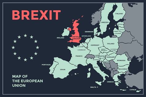 Premium Vector Brexit Poster Map Of The European Union With Country