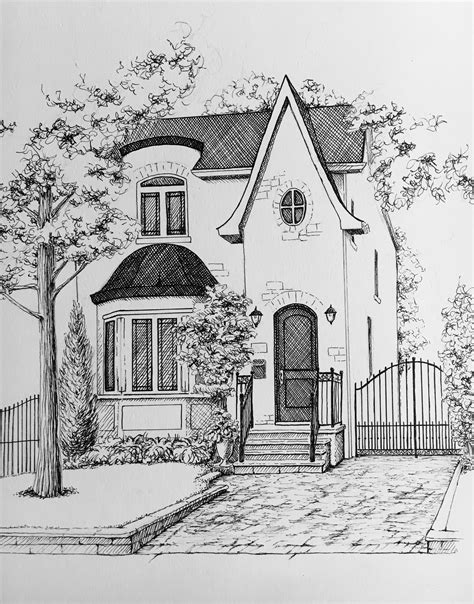 √ Simple Pen And Ink House Drawings Popular Century