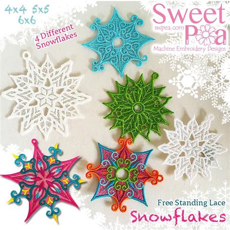 Free Standing Lace Snowflakes 4x4 5x5 6x6 Machine