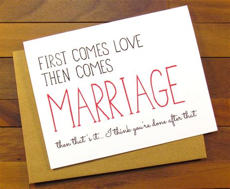 Funny Wedding Card Funny Marriage Card First Comes Love