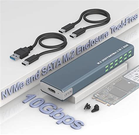 M 2 NVMe And SATA SSD Enclosure Tool Free 10Gbps USB 3 2 Gen2 USB C