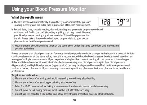 Using Your Blood Pressure Monitor Kinetik Blood Pressure Bpm1c User