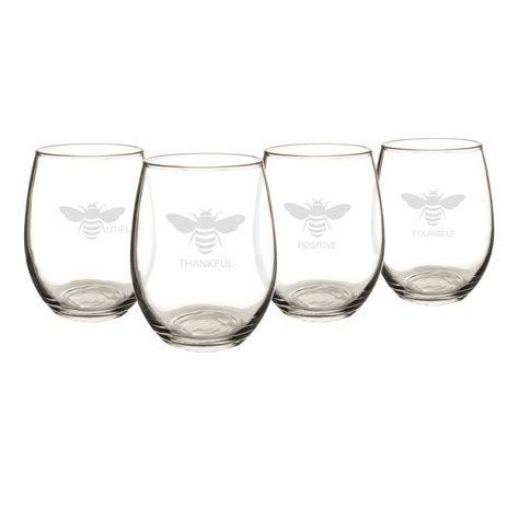 Cathy S Concepts Hubby And Wifey Oz Gold Rim Stemless Wine Glasses Wh G The Home Depot