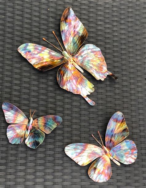 Butterfly Copper Wall Decor Hanging Metal Sculpture Art Etsy