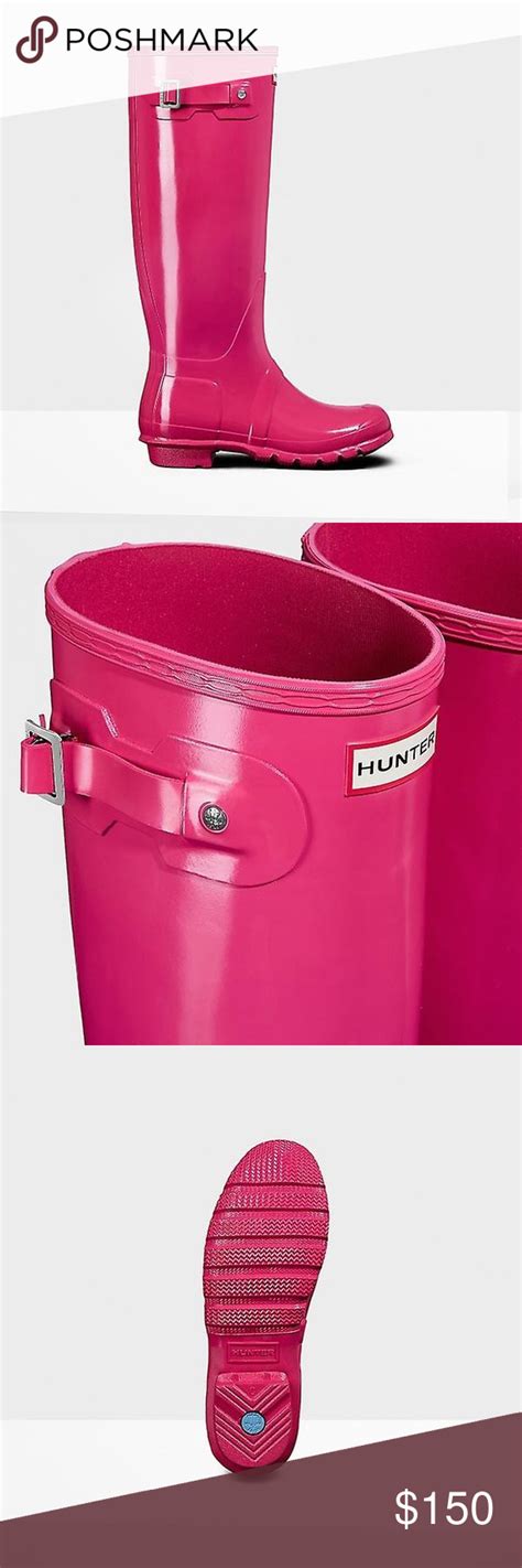 Hunter Bright Pink Tall Gloss Rain Boots Sz 8 Boots Rain Boots