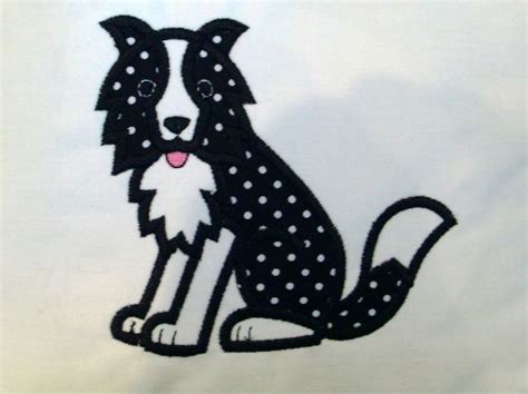 Embroidered Applique Border Collie Pillow Embroidery