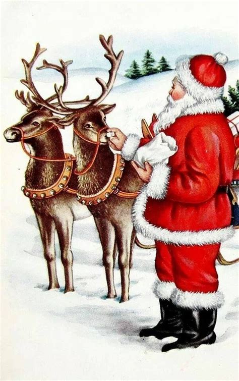 122 best santa and his reindeer images on pinterest christmas cards christmas illustration