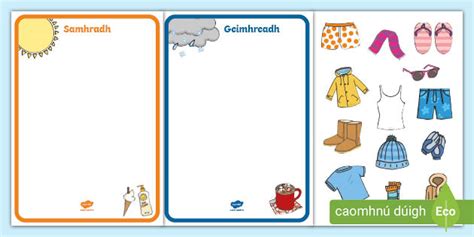 Winter And Summer Clothes Sorting Activity Gaeilge