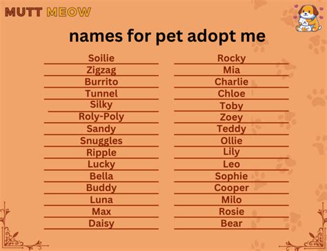 Names For Pets Adopt Me Mutt Meow