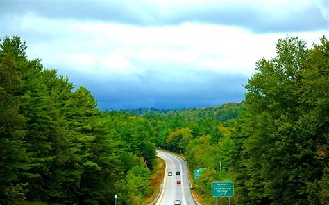 Download Green Tree Forest Vermont Man Made Highway Hd Wallpaper