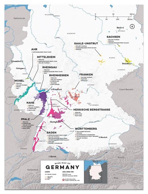 Germany Wine Map Map Of Germany Wine Western Europe Europe