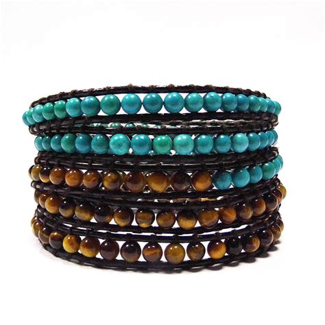 Wrap Bracelet Leather Rows Adjustable To Fit Most Wrist Sizes