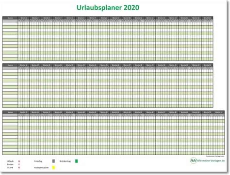 10 urlaubsplan excel kostenlos zeitplanvorlagen. Einfacher Urlaubsplaner 2020/ einfacher Ferienplaner 2020 | Alle-meine-Vorlagen.de