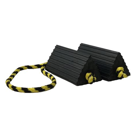 Small Ribbed Aircraft Chocks Pair With Yellow And Black Rope Connector