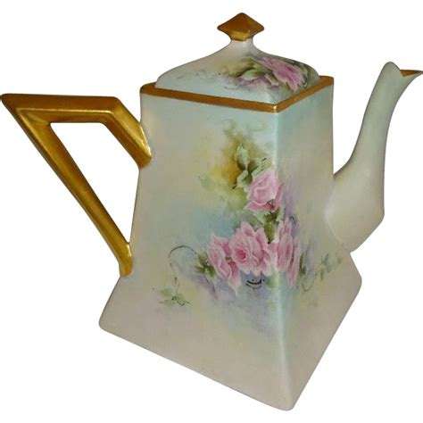 Charming Tandv Limoges France Teapot Hand Painted Romantic