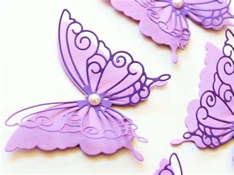 3d Paper Butterfly Diecuts Purple Butterflies Purple Wall Etsy