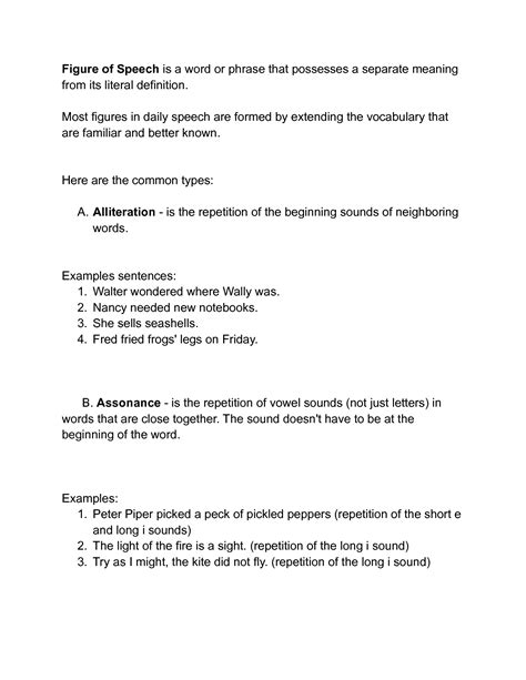 Solution Common Figures Of Speech Types And Examples Studypool