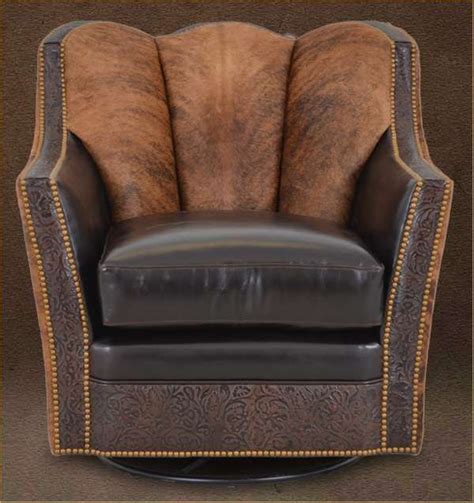 Country Western Cowhide Smooth Leather And Embossed Leather Guest