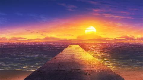 Anime Landscape Anime Cute Ocean Sunset Landscape