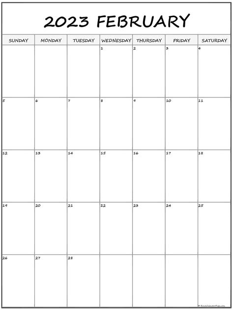 February 2023 Calendar Vertical Get Calender 2023 Update