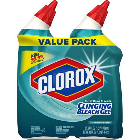 Clorox Toilet Bowl Cleaner Clinging Bleach Gel Cool Wave 24 Ounces