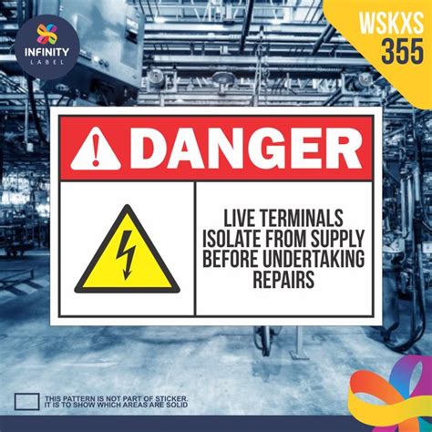 Jual X2 Wskxs 355 Stiker Safety Sign Sticker Rambu Keselamatan Kerja K3 Live Terminals Isolate