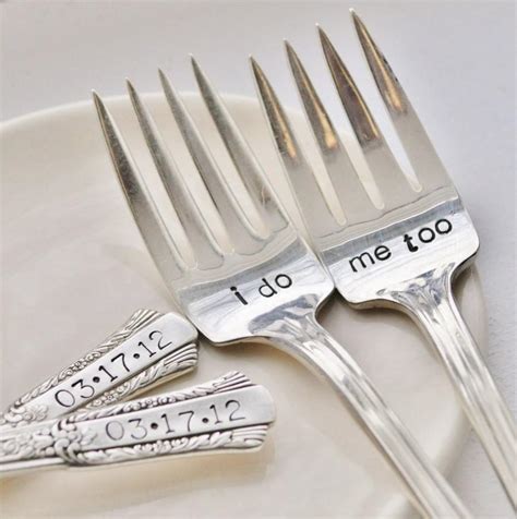 I Do Me Too Vintage Wedding Cake Fork Set Personalized With Your