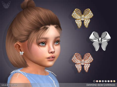 Feyonas Diamond Pave Bow Earrings For Toddlers Sims 4 Toddler Sims
