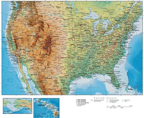 Digital United States Terrain Map In Adobe Illustrator Vector Format