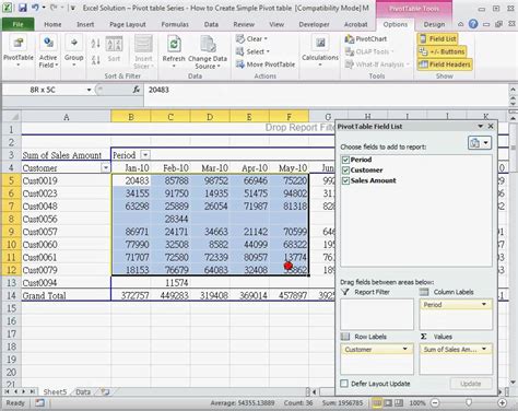 How To Create Simple Pivot Table 2010 Youtube