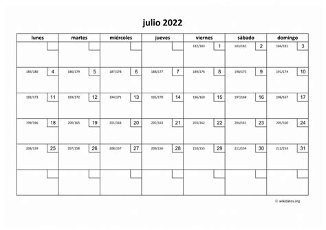 Calendario Julio 2022 Para Imprimir Gratis