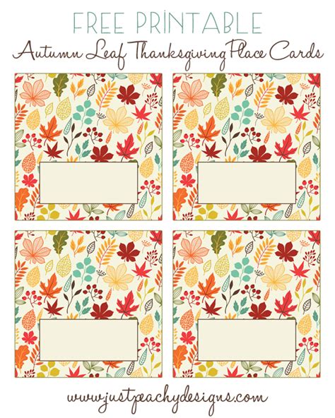 Just Peachy Designs Free Printable Thanksgiving Place Cards