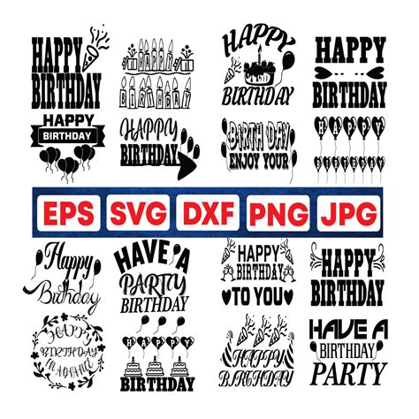 Happy Birthday Svg Dxf Png Cut Files Birthday Cake To