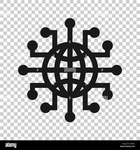 Global Network Icon In Transparent Style Cyber World Vector