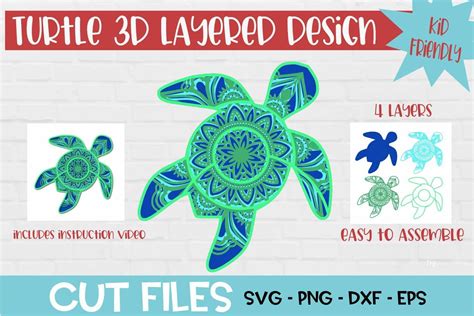 Layered Turtle Mandala Svg File Include Svg Png Eps Dxf
