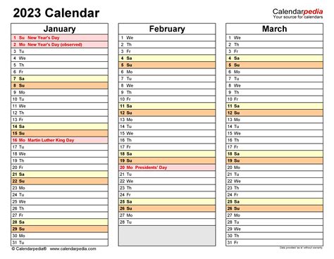 2023 Calendar Free Printable Word Templates Calendarpedia 2023 Pelajaran