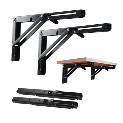 Buy Folding Shelf Brackets 16 Inch Black Heavy Duty Metal Foldable