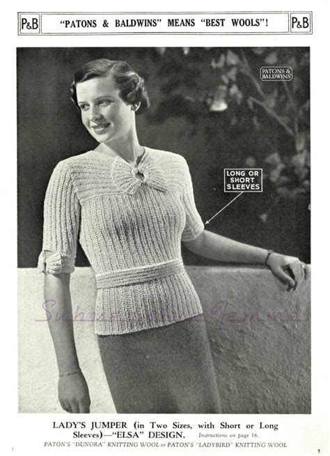Curvy Month Pattern 8 Elsa A Bow Trimmed Jumper C 1930s Subversive