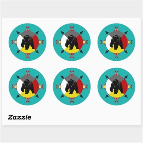 Cherokee Bear Four Directions Round Sticker Zazzle