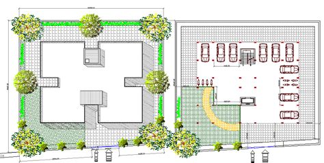 Ground Floor And Car Parking Lot Details Of Apartment Flats Project Dwg